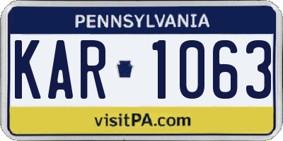 PA license plate KAR1063