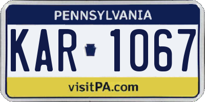 PA license plate KAR1067