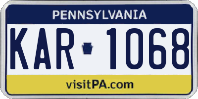 PA license plate KAR1068
