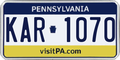 PA license plate KAR1070