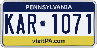 PA license plate KAR1071