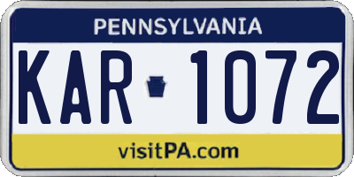PA license plate KAR1072