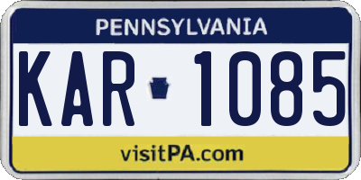 PA license plate KAR1085