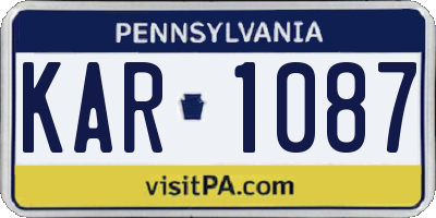 PA license plate KAR1087