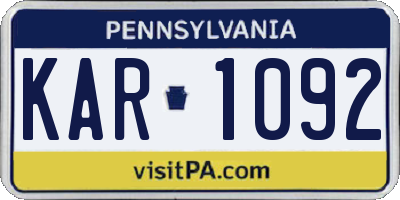 PA license plate KAR1092