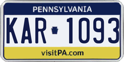 PA license plate KAR1093