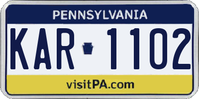 PA license plate KAR1102