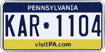 PA license plate KAR1104