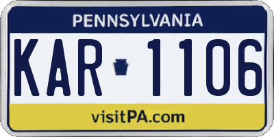 PA license plate KAR1106
