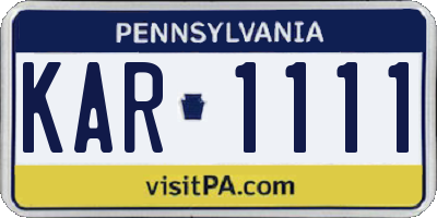 PA license plate KAR1111