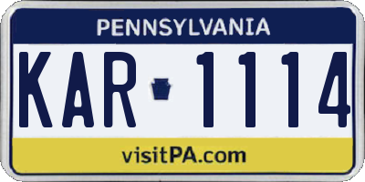 PA license plate KAR1114
