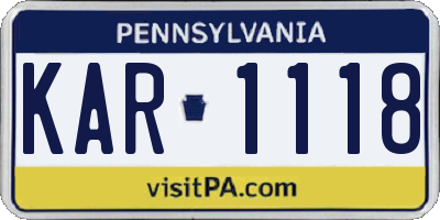 PA license plate KAR1118