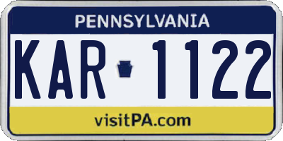 PA license plate KAR1122