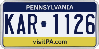 PA license plate KAR1126