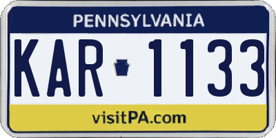 PA license plate KAR1133