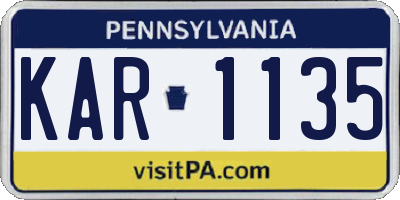 PA license plate KAR1135