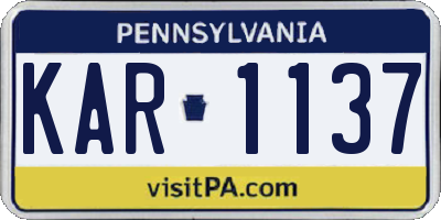 PA license plate KAR1137
