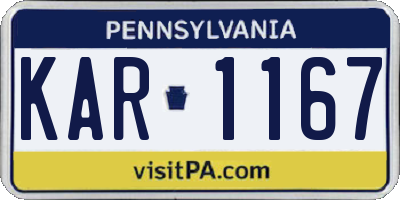 PA license plate KAR1167