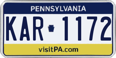 PA license plate KAR1172