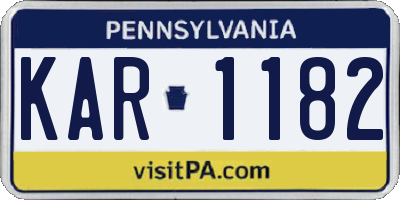 PA license plate KAR1182