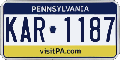 PA license plate KAR1187