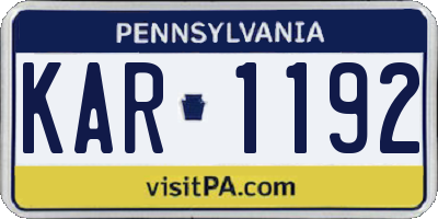PA license plate KAR1192