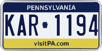 PA license plate KAR1194