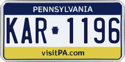 PA license plate KAR1196