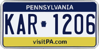 PA license plate KAR1206