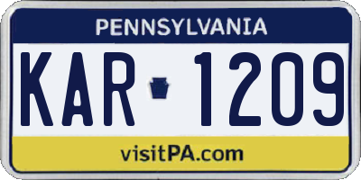 PA license plate KAR1209