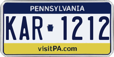 PA license plate KAR1212