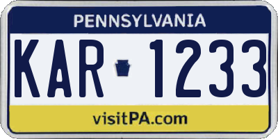 PA license plate KAR1233