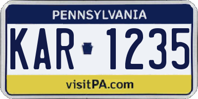 PA license plate KAR1235
