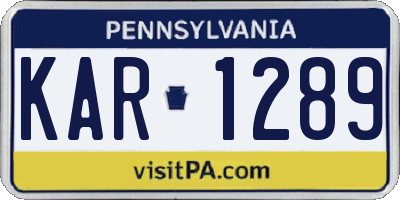 PA license plate KAR1289