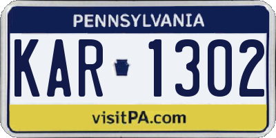 PA license plate KAR1302