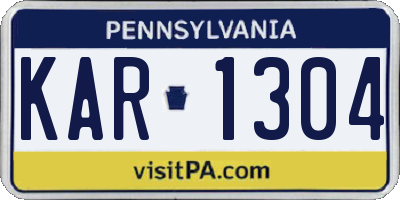 PA license plate KAR1304