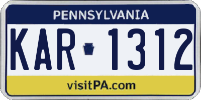 PA license plate KAR1312