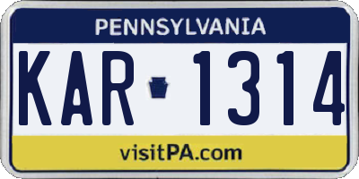 PA license plate KAR1314