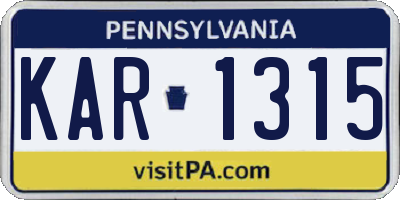 PA license plate KAR1315