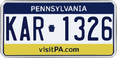 PA license plate KAR1326