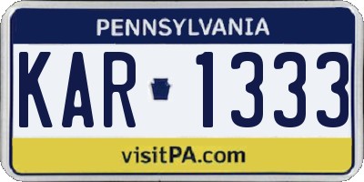 PA license plate KAR1333