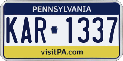 PA license plate KAR1337