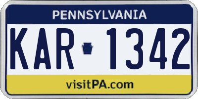 PA license plate KAR1342