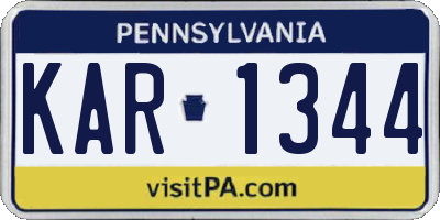 PA license plate KAR1344