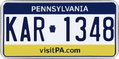 PA license plate KAR1348