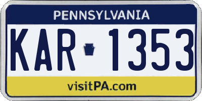 PA license plate KAR1353