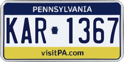 PA license plate KAR1367