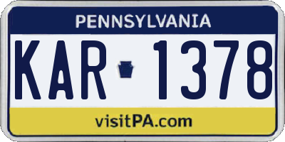 PA license plate KAR1378