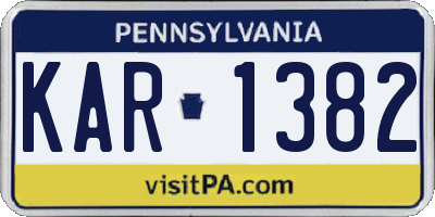 PA license plate KAR1382