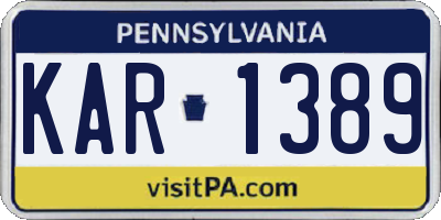 PA license plate KAR1389